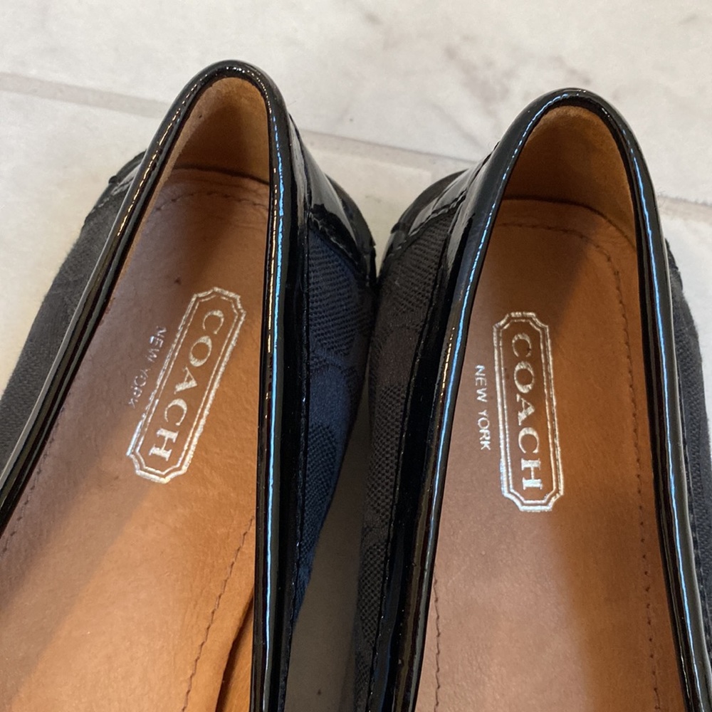 Black patent/fabric Coach loafers - Sz 6.5 - Picture 6 of 7